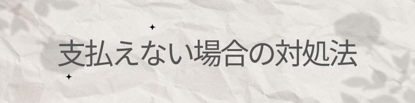 費用が支払えない場合の対処法